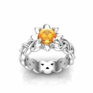 floral solitaire engagement ring