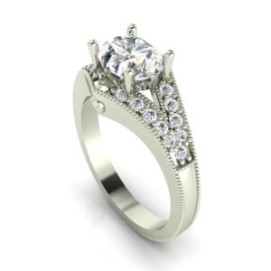 Engraved Split Shank Engagement Ring