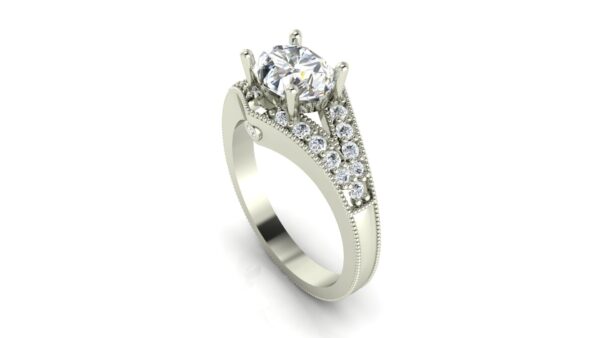 Engraved Split Shank Engagement Ring