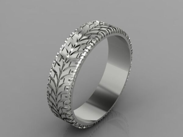 Modern Tire Tread Wedding Ring