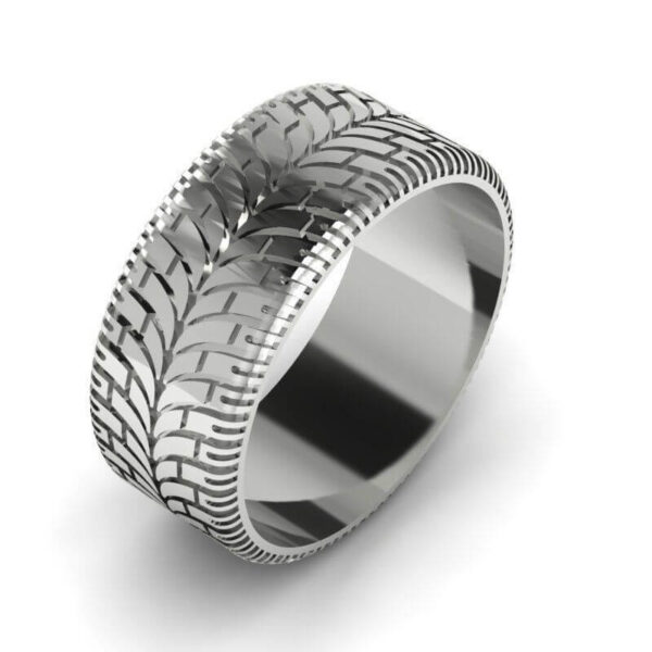 Modern Tire Tread Wedding Ring