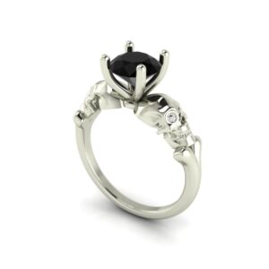 Black Diamond Skull Engagement Ring