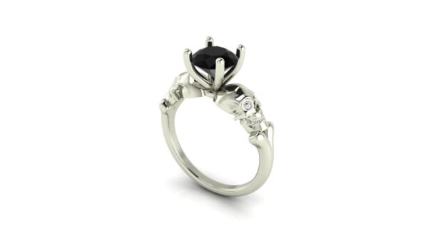 Black Diamond Skull Engagement Ring