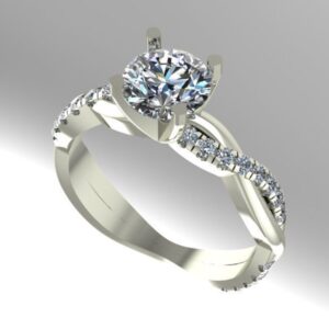 Pave Crossover Engagement Ring