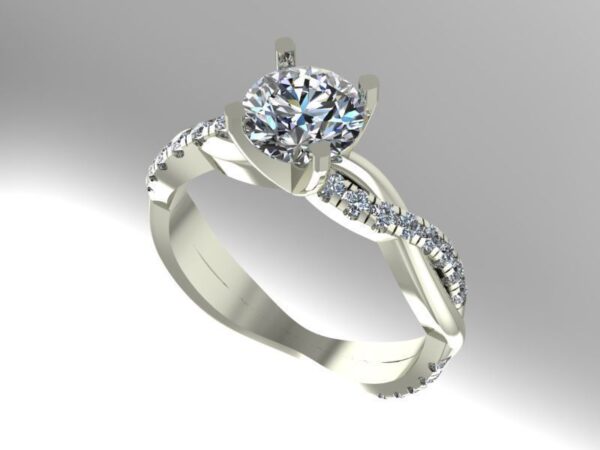 Pave Crossover Engagement Ring