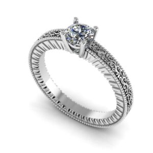 Scrolled Solitaire Engagement Ring