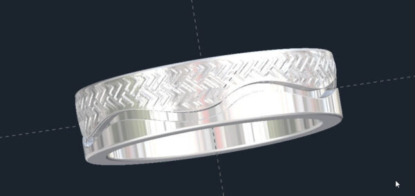 Wavy Men's Sapphire Wedding Ring - Image 2