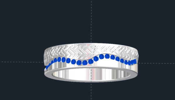 Wavy Men's Sapphire Wedding Ring