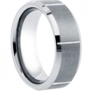 Notched Tungsten Wedding Ring