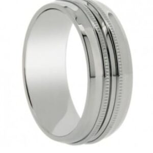 Milgrained Titanium Wedding Ring