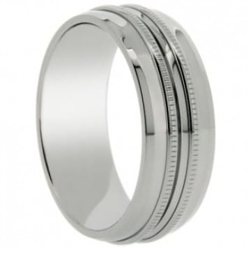 Milgrained Titanium Wedding Ring