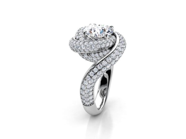 Swirling Halo Engagement Ring