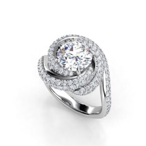 Swirling Halo Engagement Ring