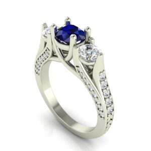 Sapphire 3 Stone Engagement Ring