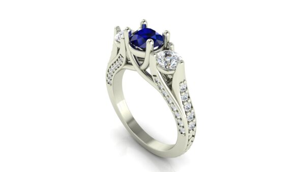Sapphire 3 Stone Engagement Ring