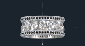 Diamond Skull Wedding Ring Men's Skull Ring