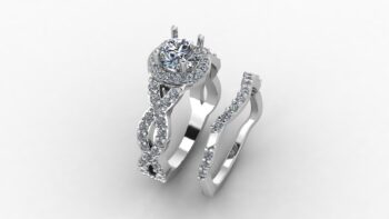 Infinity Halo Engagement Ring Set