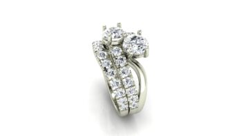 2 Stone Engagement Ring Set Engagement and Wedding Ring Sets