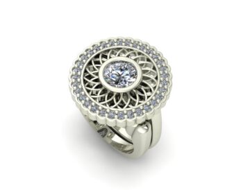Floral Halo Ring Unique Custom Made Jewelry