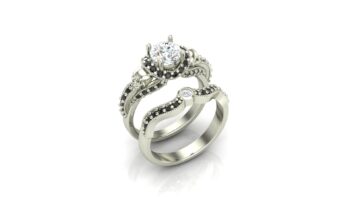 Skull Engagement Ring Set