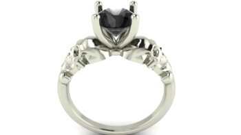Black Diamond Skull Engagement Ring Custom Skull Rings