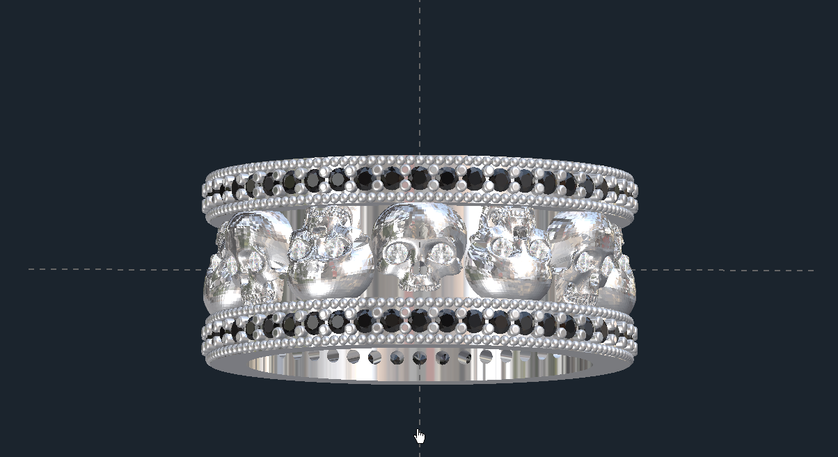 Black Diamond Skull Wedding Ring Custom Skull Wedding Bands