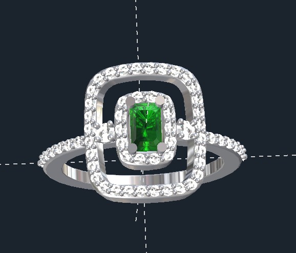 Emerald Double Halo Ring