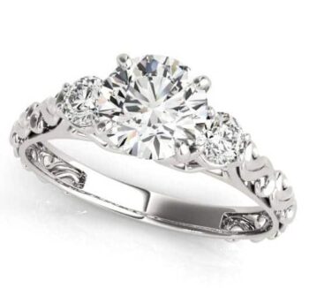 Ornate 3 Stone Engagement Ring