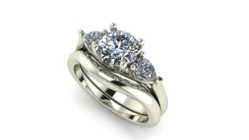 3 Stone Engagement Ring Engagement and Wedding Ring Sets