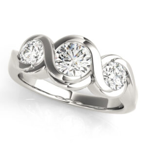 Three Stone Bezel Set Engagement Ring