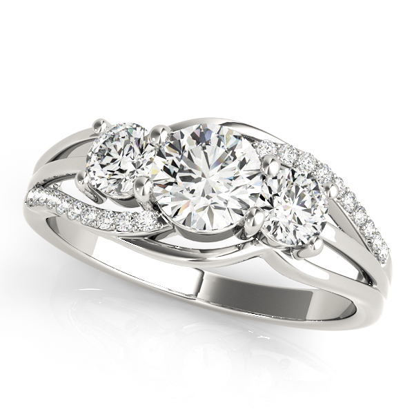Asymmetrical Three Stone Engagement Ring