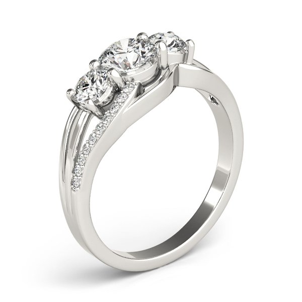 Asymmetrical Three Stone Engagement Ring