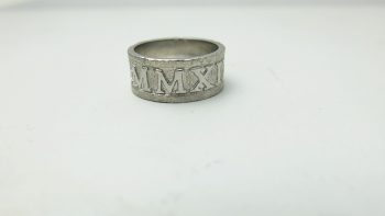 Roman Numeral Wedding Ring Men's White Gold Wedding Rings