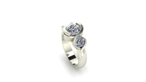 Three Stone Bezel Set Engagement Ring