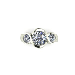 Three Stone Bezel Set Engagement Ring