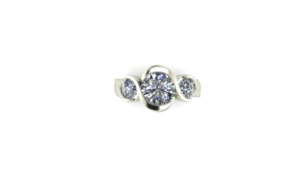Three Stone Bezel Set Engagement Ring