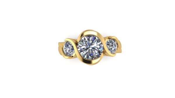 Three Stone Bezel Set Engagement Ring