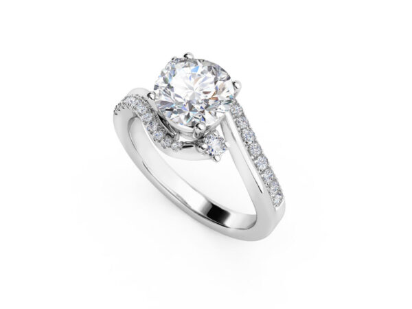 3 Stone Bypass Engagement Ring