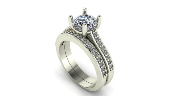 Milgrained Cathedral Engagement Ring