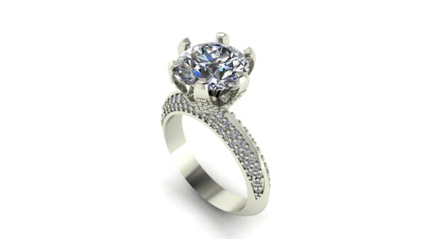 6 Prong Pave Engagement Ring