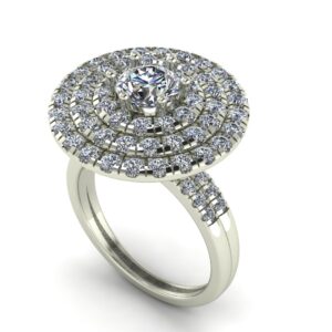 triple halo diamond ring