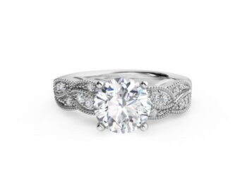 Diamond Leaf Engagement Ring