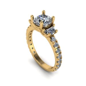 Half Moon 3 Stone Engagement Ring