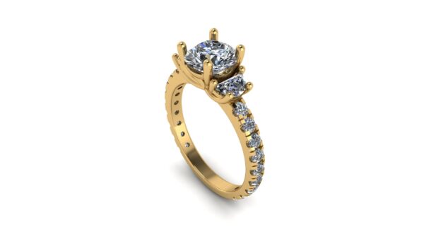 Half Moon 3 Stone Engagement Ring