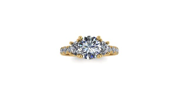 Half Moon 3 Stone Engagement Ring