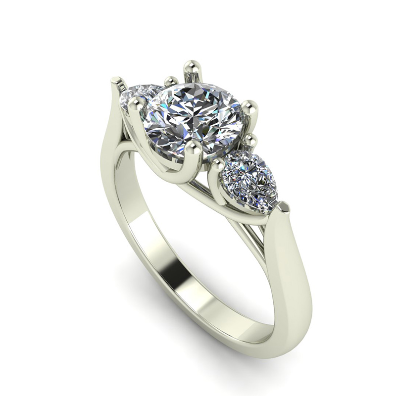 Mixed Cut 3 Stone Engagement Ring