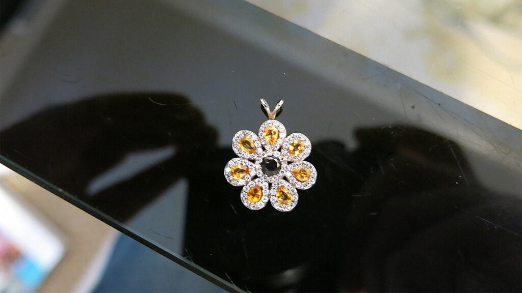 Diamond & Gemstone Sunflower Pendant