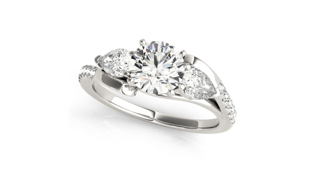 Split Shank Three Stone Engagement Ring