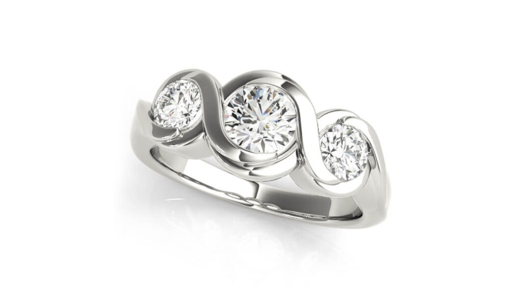 Bezel Set Three Stone Engagement Ring