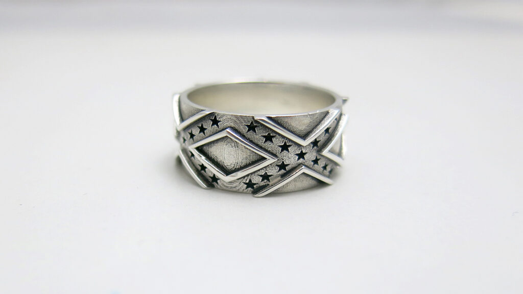 Stars and Bars Wedding Ring